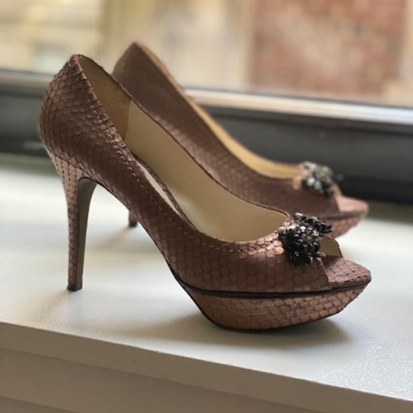 Vera Wang Lavendar Jeweled Platform Pumps - Picture 2 of 7